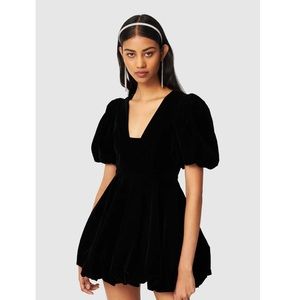 Mini black velvet dress